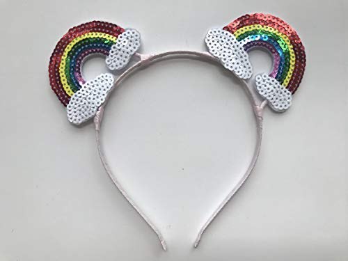 A Miaow Fashion Halloween Honey Bee Rainbow Tiara MM Bow HairBand Women Adults Birthday Party Festival Glitter Mouse Ears Costume Headband (Rainbow) - Image 2