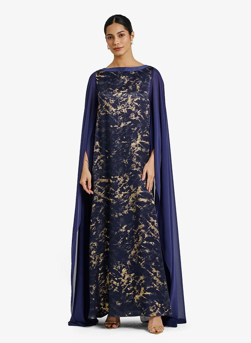 تشيس قفطان بياقة قارب وأكمام كاب مطبوع