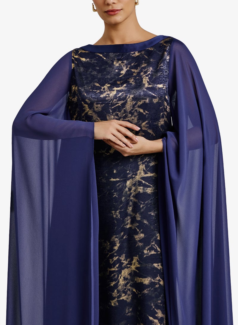 CHASE Printed Cape Sleeve Boat Neck Kaftan - Image 3