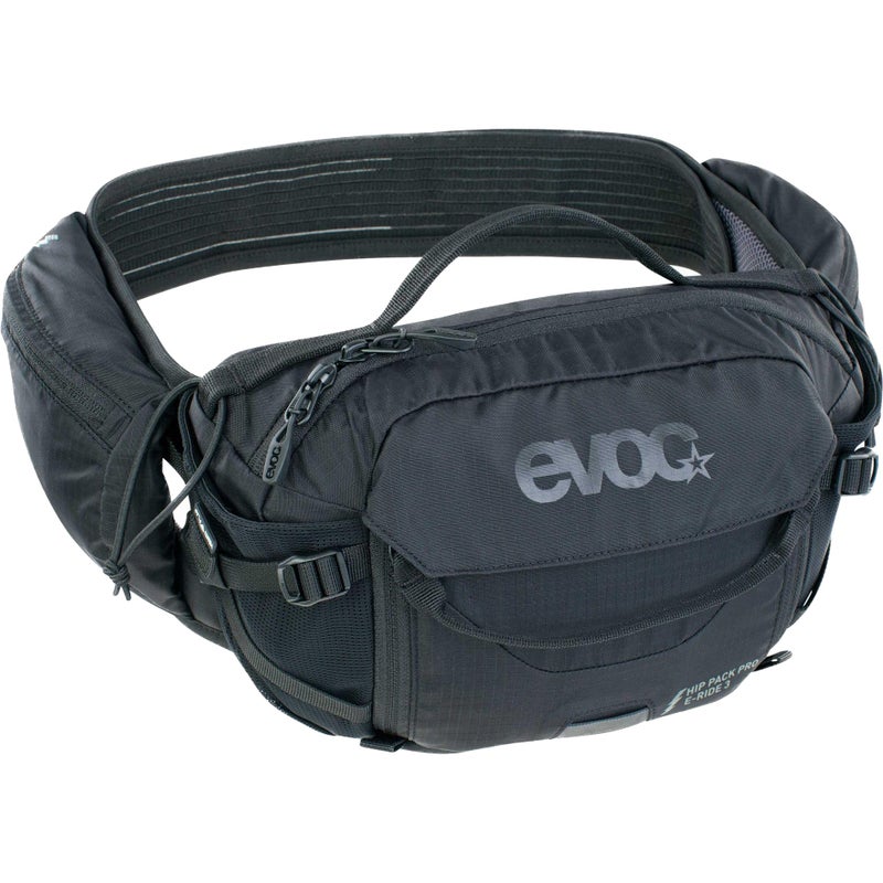 EVOC Hip Pack PRO E-Ride 3 Waist Bag for e-Bike Tours & Trails (3L Capacity, Airflow Contact System, AIRO Flex Hip Belt, Venti Flap System, Bottle cage), Black - Image 1