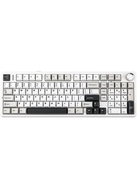 Aula F99 PRO 96% Mechanical Gaming Keyboard, BT5.0/USB-C/2.4GHz Wireless, Hot Swappable Gasket Custom Keyboard with 8000mAH Battery, Rotary Knob, RGB Backlit for Win/Mac (White Grey)