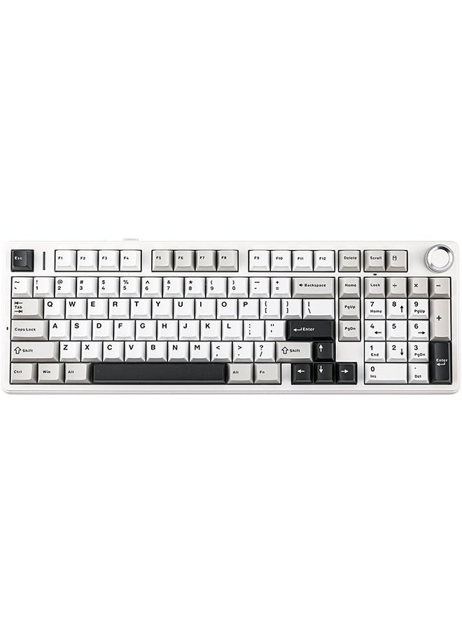 AULA - Aula F99 PRO 96% Mechanical Gaming Keyboard, BT5.0/USB-C/2.4GHz Wireless, Hot Swappable Gasket Custom Keyboard with 8000mAH Battery, Rotary Knob, RGB Backlit for Win/Mac (White Grey) - Image 1