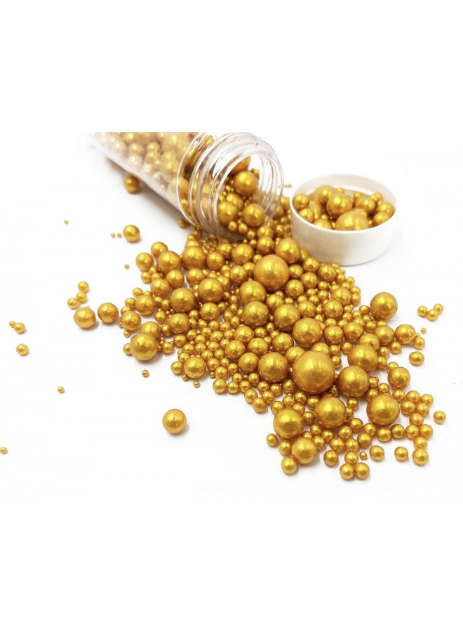 Kuting Edible Pearl Sugar Sprinkles Gold Candy 120g/ 4.2oz Baking Edible Cake Decorations Cupcake Toppers Cookie Decorating Ice Cream Toppings Celebrations Shaker Jar Wedding Shower Party Chirstmas Supplies - Image 2