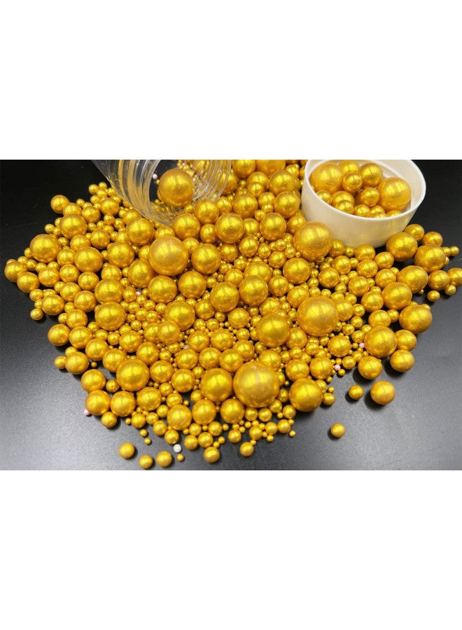 Kuting Edible Pearl Sugar Sprinkles Gold Candy 120g/ 4.2oz Baking Edible Cake Decorations Cupcake Toppers Cookie Decorating Ice Cream Toppings Celebrations Shaker Jar Wedding Shower Party Chirstmas Supplies - Image 1