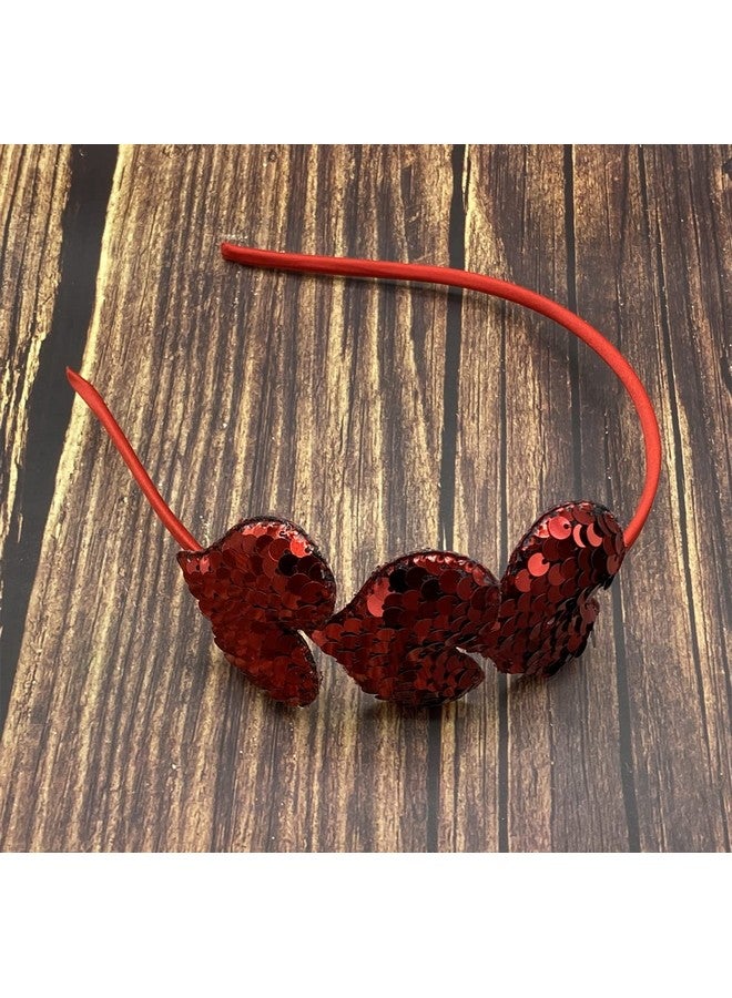 Dzrige Zrige Valentine'S Day Heart Headband Red Sequin Love Hair Band Hoop Glitter Heart Shaped Hair Accessoires For Girls Women Valentine'S Day New Year Wedding Birthday Party Gift - Image 4