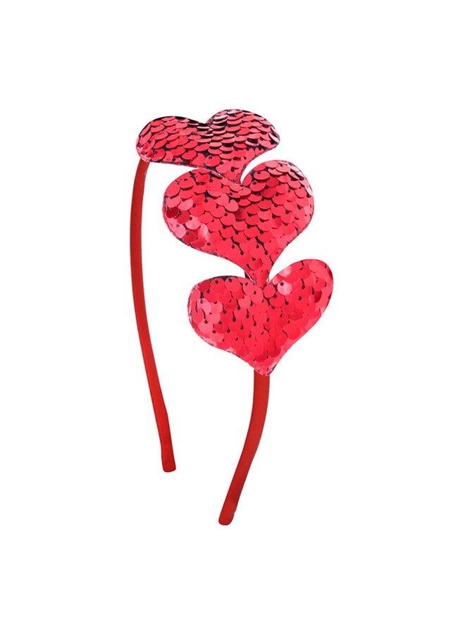 Dzrige Zrige Valentine'S Day Heart Headband Red Sequin Love Hair Band Hoop Glitter Heart Shaped Hair Accessoires For Girls Women Valentine'S Day New Year Wedding Birthday Party Gift - Image 3