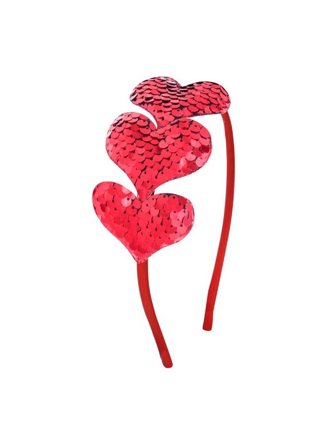 Dzrige Zrige Valentine'S Day Heart Headband Red Sequin Love Hair Band Hoop Glitter Heart Shaped Hair Accessoires For Girls Women Valentine'S Day New Year Wedding Birthday Party Gift - Image 2