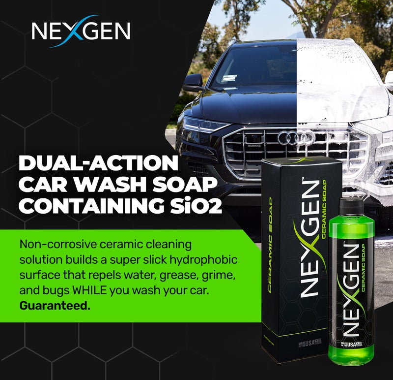 NEXGEN صابون غسيل السيارات السيراميكي الفاخر من نكجن - بناء طبقة سيراميكية أثناء الغسيل على السيارات والشاحنات والقوارب والدراجات - شامبو SiO2 يعمل مع مسدسات الرغوة والمدافع وغسالات الضغط والدلاء والقفازات (8 أونصات) - Image 4