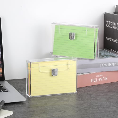 BTSKY 2 Pack Clear Acrylic Index Card Box for 4x6 Inch Cards, Holder Notecard Box Recipe Card Box Plastic Storage Organizer for Filling Index, Note Cards, Flashcards, Recipes - Image 2