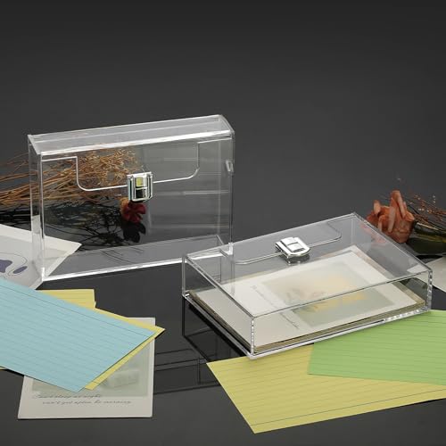 BTSKY 2 Pack Clear Acrylic Index Card Box for 4x6 Inch Cards, Holder Notecard Box Recipe Card Box Plastic Storage Organizer for Filling Index, Note Cards, Flashcards, Recipes - Image 5