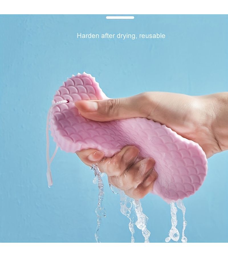 Gray 3D Textured Exfoliating Bath Sponges With Hook Ultra Soft Skin Scrubber Set - Image 3