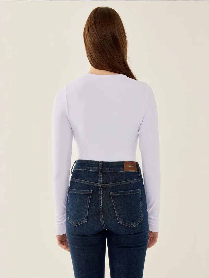 HICCUP  V-Neck Long Sleeve Slim Fit Bodysuit for Women | Best Price UAE