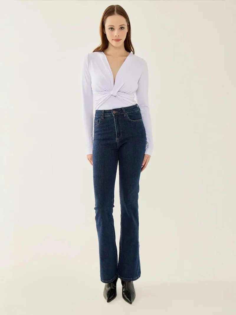 HICCUP  V-Neck Long Sleeve Slim Fit Bodysuit for Women | Best Price UAE