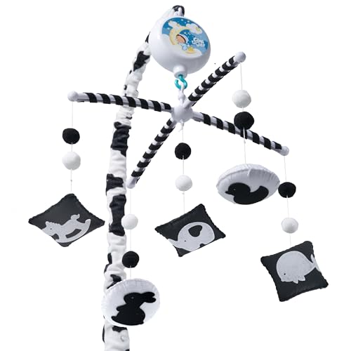 EVERLOVE Montessori Mobile Baby for Crib (TINITIGIES) - Digital Music Box with 12 lullabies & 3 Modes (Rotating only, Music only, or Both) - Black and White Baby Mobile for Boys & Girls - Image 1