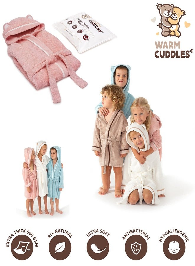 وورم كادلز روب استحمام فاخر وناعم للأطفال من Warm Cuddles - مصنوع من رايون الخيزران، مزود بغطاء للرأس - للأولاد والبنات (12-24 شهرًا، وردي) - Image 3