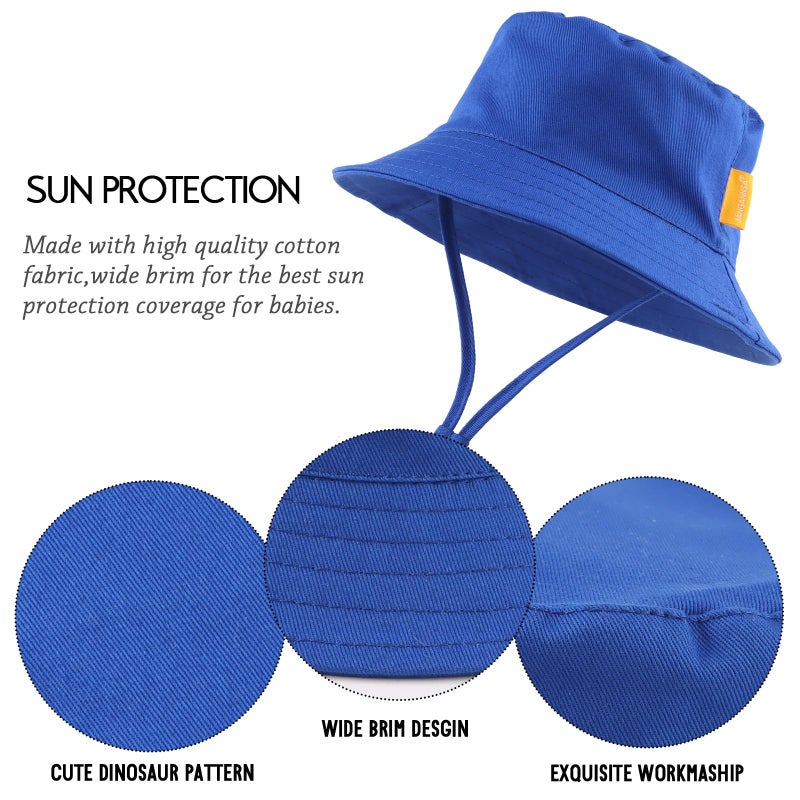 JANGANNSA Cotton Baby Sun Hat Infant Toddler Boys Girls Bucket Hats Summer Sun Protection Kids Beach Caps (Royal Blue, 48cm) - Image 4