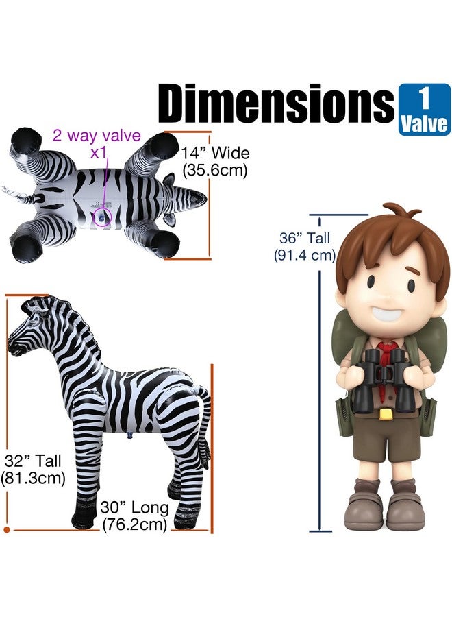 Jet Creations 32" Tall Inflatable Zebra Toy, Realistic Animal Figure for Africa Safari Party Decoration, Pool, Birthday, Wildlife, Christmas,Winter, Thanksgiving, Photo Prop, 1 pc - Image 2