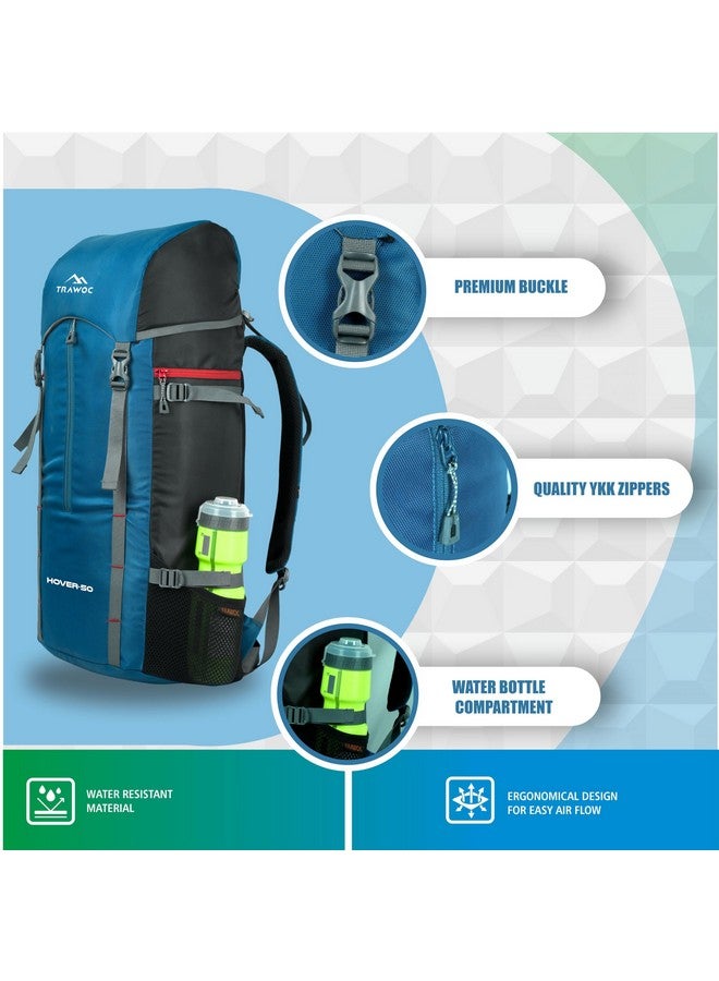 TRAWOC HOVER 50L Travel Backpack for Men & Women Trekking Hiking Rucksack Bag for Men & Women, LHK002, English Blue - Image 2
