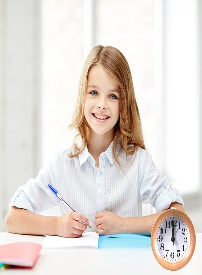 EC VISION Handmade Classic Small Round Silent Table Snooze Beech Wood Alarm Clock with nightlight - Image 4