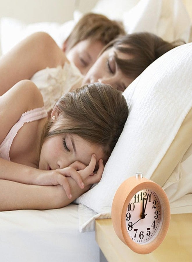 EC VISION Handmade Classic Small Round Silent Table Snooze Beech Wood Alarm Clock with nightlight - Image 3