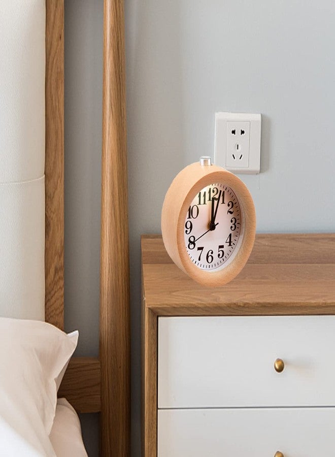 EC VISION Handmade Classic Small Round Silent Table Snooze Beech Wood Alarm Clock with nightlight - Image 5