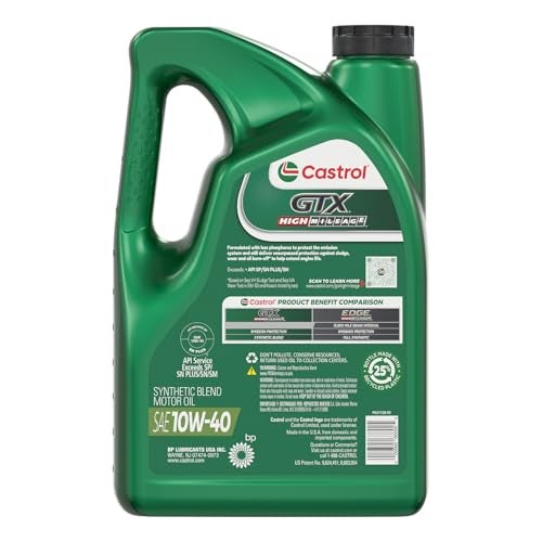 Castrol GTX High Mileage 10W-40 Synthetic Blend Motor Oil, 5 Quarts - Image 4