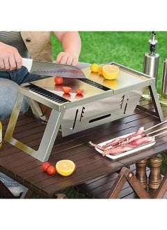 Generic Portable Grill Thy German Grill, Portable Charcoal Grill Foldable Grills, 3 Hight Adjustable Stainless Steel Folding Charcoal Backpacking Stove with Grill Gloves Carry Bag  - Image 3