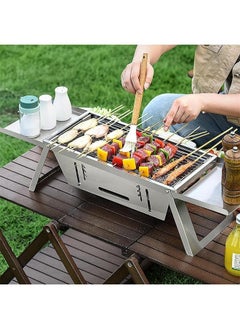 Generic Portable Grill Thy German Grill, Portable Charcoal Grill Foldable Grills, 3 Hight Adjustable Stainless Steel Folding Charcoal Backpacking Stove with Grill Gloves Carry Bag  - Image 4