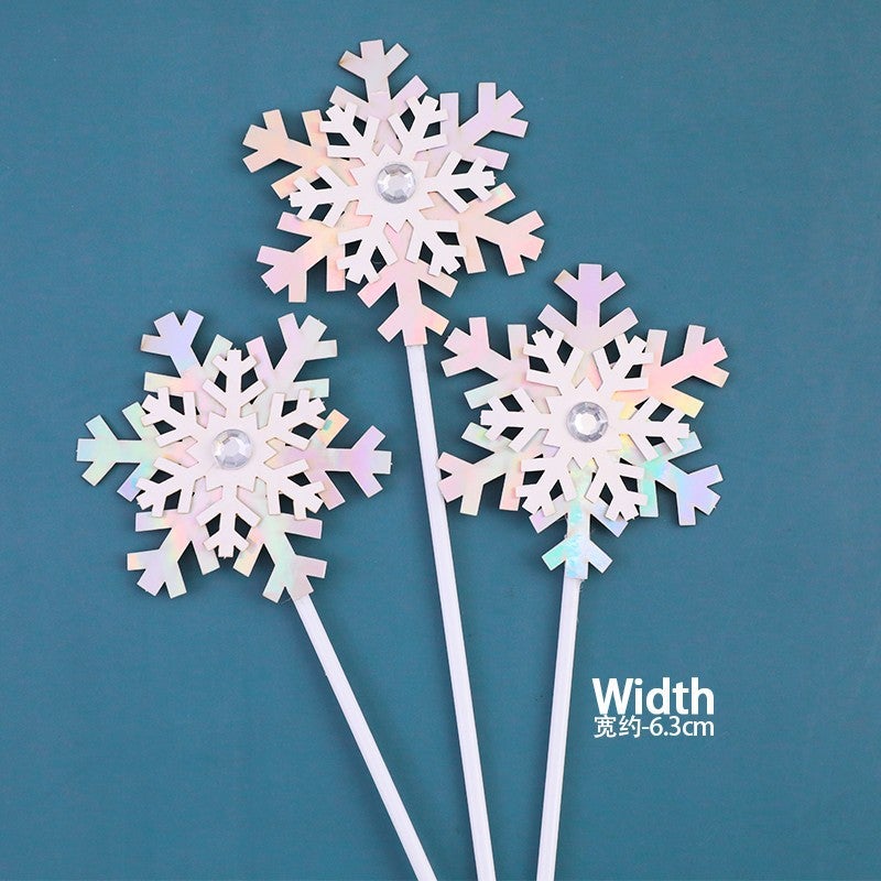 Internet Celebrated Girl Birthday Cake Decoration Ice Queen Elsa Princess Decoration Digital Birthday Light Plug-in Color snowflake card 3
