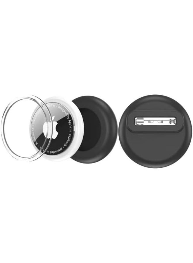 Compatible with Airtags Holder Kids Hidden,Silicone Case for AirTags with Invisible Pins, Anti Lost and Safety Pins Hidden Inside Clothes.Shoes.Backpack and Stroller for Children Elderly (Black) - Image 1