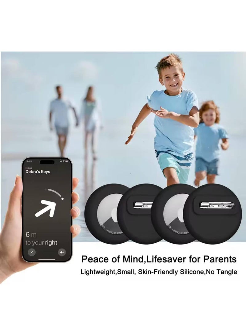 Compatible with Airtags Holder Kids Hidden,Silicone Case for AirTags with Invisible Pins, Anti Lost and Safety Pins Hidden Inside Clothes.Shoes.Backpack and Stroller for Children Elderly (Black) - Image 3