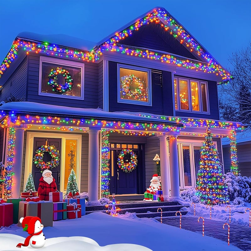 NovaFloat 100LED Christmas Lights Outdoor with Timer 8 Modes Waterproof Outdoor Indoor for Christmas Decor Multicolor 2 Pack - Image 4