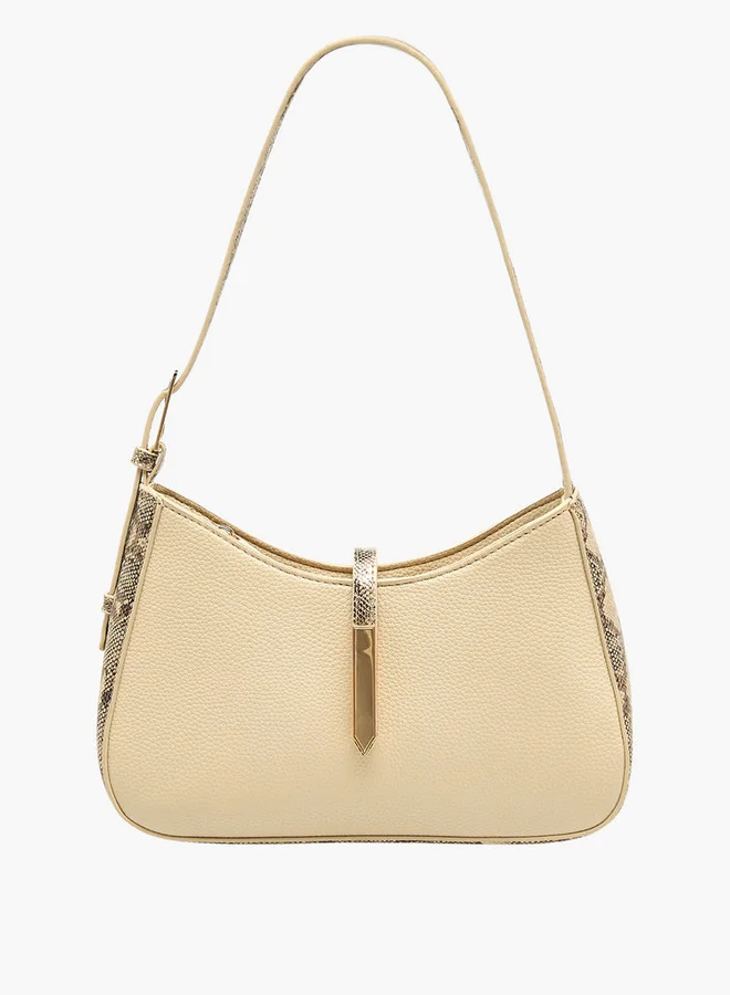 Flora Bella By Shoexpress Textured Shoulder Bag with Zip Closure