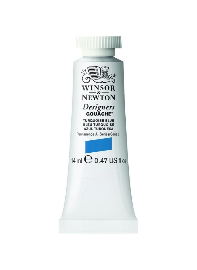 WINSOR & NEWTON Designers Gouache 14 Ml - Turquoise Blue (656), Finely Pigmented, Vibrant, Vivid & Opaque Matt Colours, Ideal For Designer'S, Illustrators & Commercial Artist - More Colours Available  - Image 1