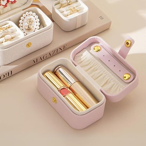 Gowloz Jewelry Box Small (Pink, Faux Leather, 9.5 x 5 x 5 cm) – Travel Organizer Case for Rings, Earrings, Necklaces & Bracelets – Compact Storage Box for Women & Girls - Image 5