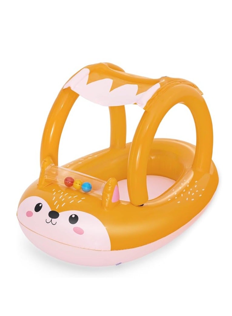 Bestway Shaded Baby Boat – Inflatable Baby Float with Sun Shade, Safe & Fun Pool Float for Infants+/ Adorable Fox Design: Cute and engaging fox design that your baby will love. - Image 1