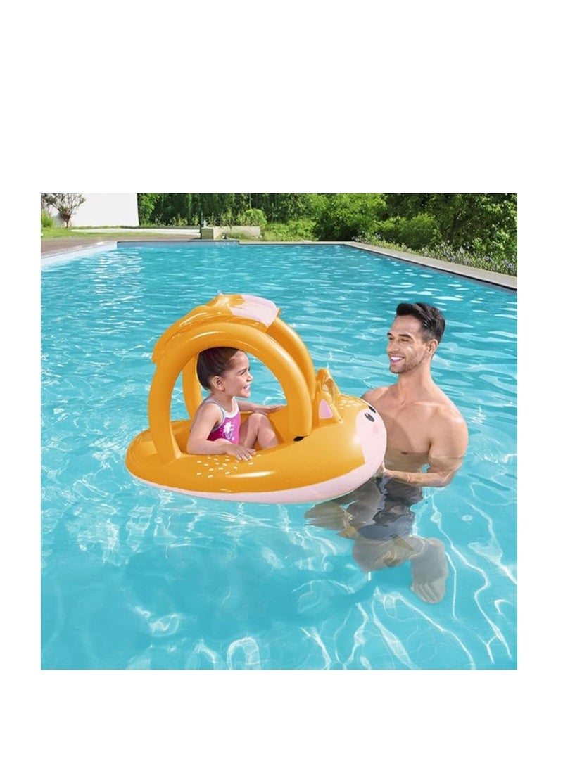 Bestway Shaded Baby Boat – Inflatable Baby Float with Sun Shade, Safe & Fun Pool Float for Infants+/ Adorable Fox Design: Cute and engaging fox design that your baby will love. - Image 2
