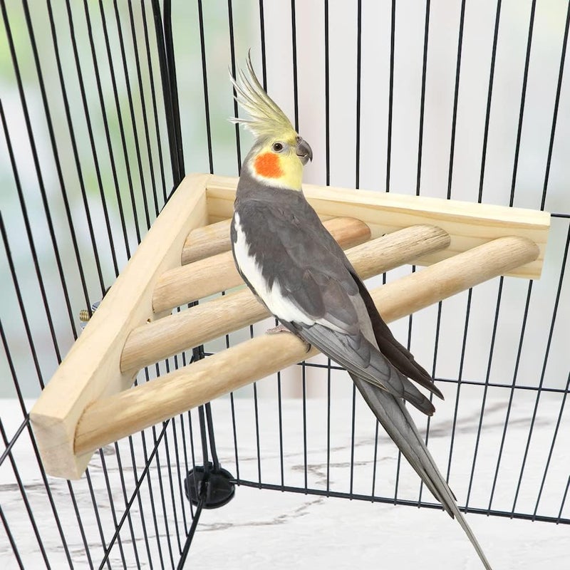 Litewoo Bird Perch Corner Platform Stand Shelf for Birds Budgie Parakeet Cockatiel Conure Cockatoo（Ladder） - Image 1