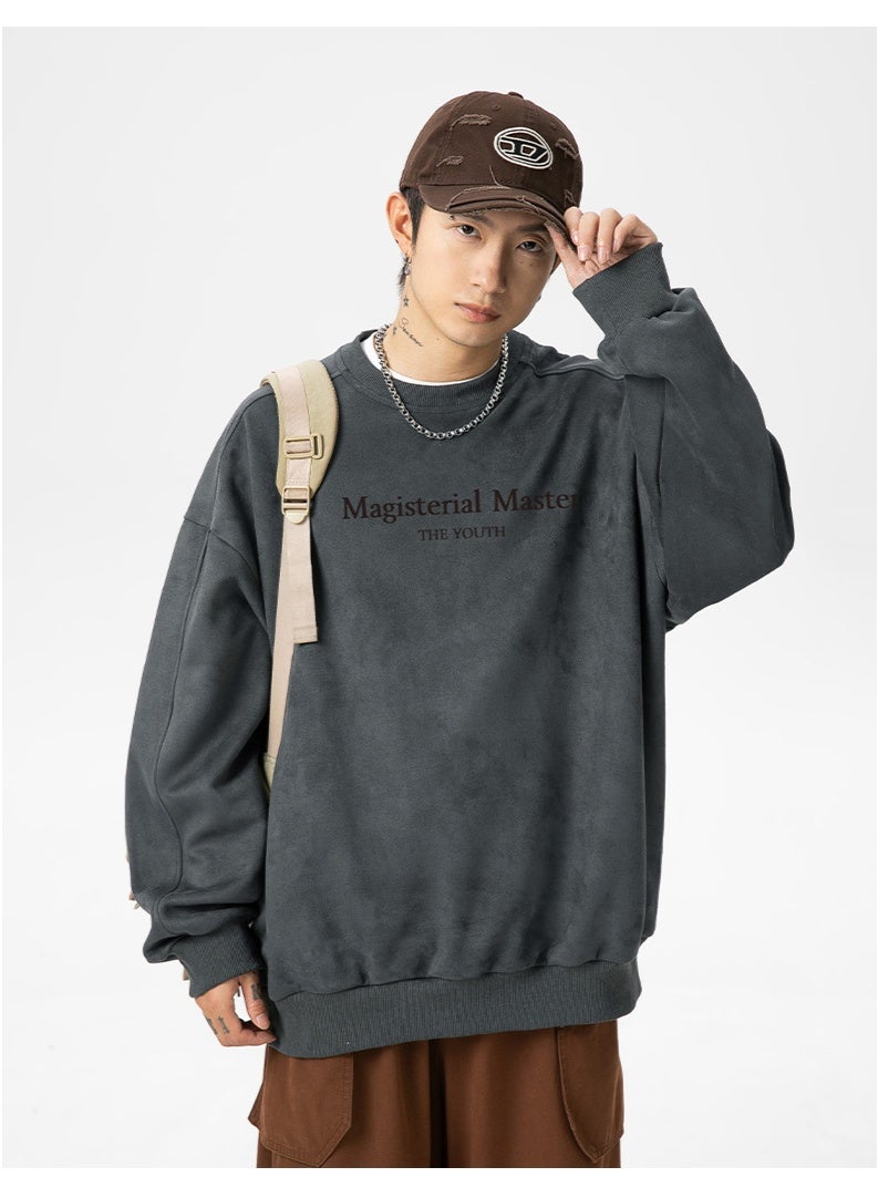 NIBEMINENT Sweatshirt Printed Round Neck Pullover Men's  Autumn Winter Warm Coats Fashionable Design Hoodies - Image 2