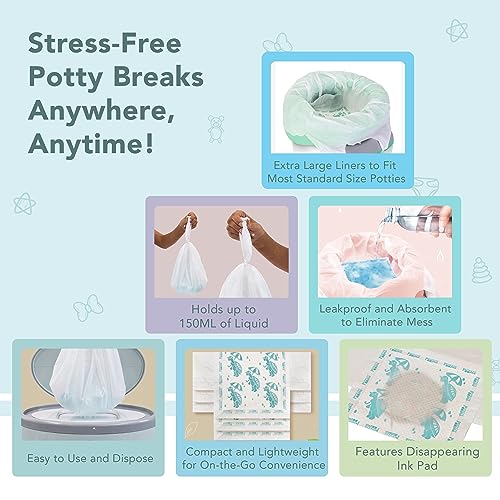 Kalencom Universal Potty Liners - Disposable Potty Liners for Toddlers - Absorbent and Leakproof - Compatible with Potette Travel Potty and Most Standard Toddler Potties (90, Universal) - Image 3