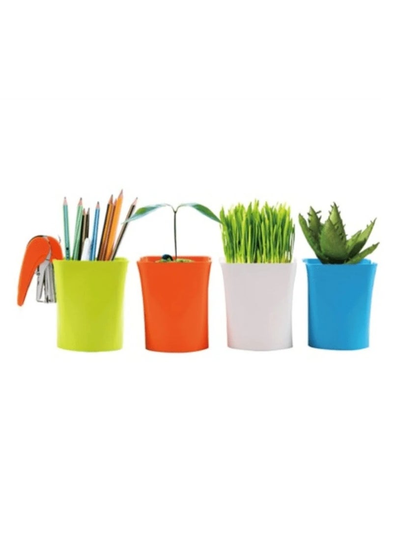 Rubik Multifunction Storage Bucket 10x8cm for Small Tools Plants Crafting Supplies, Kitchen Utensils, Desk Organizer for Stationery - White  - Image 2