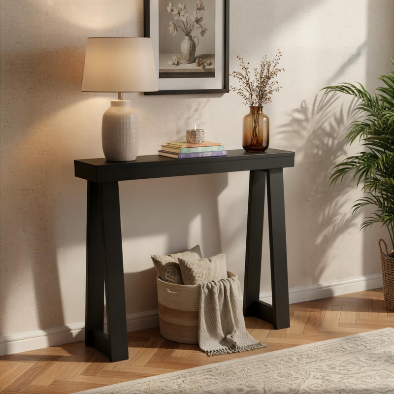 Plank+Beam Solid Wood Console Table, 36 Inch, Sofa Table, Narrow Entryway Table for Hallway, Behind The Couch, Living Room, Foyer, Easy Assembly, Black - Image 1