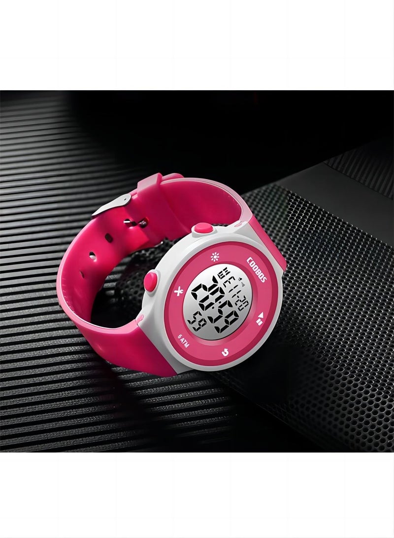 COOBOS Kids Water Resistant Rubber Digital Watch Rose Red - Image 5
