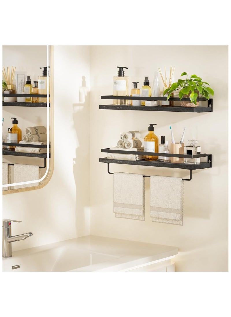 Generic Floating Shelves, Wall Shelves Set of 2, Wall Mounted for Bathroom, Bedroom, Kitchen, Bathroom Shelf with Towel Bar, Sturdy Structure, Easy Installation  - Image 2