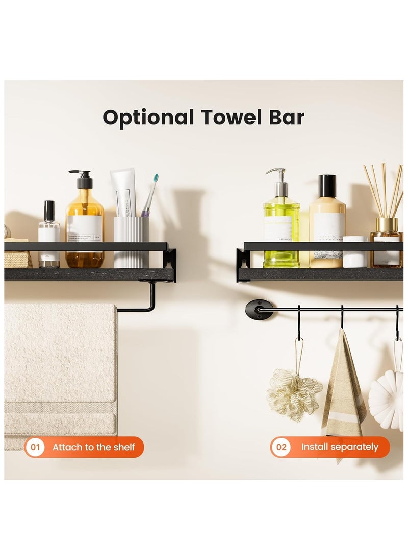 Generic Floating Shelves, Wall Shelves Set of 2, Wall Mounted for Bathroom, Bedroom, Kitchen, Bathroom Shelf with Towel Bar, Sturdy Structure, Easy Installation  - Image 5