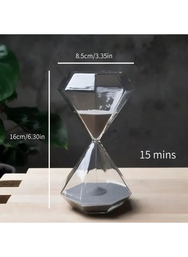 Black And Sand Rhinestone Hourglass 15 Minute Diamond Shaped Timer Space Themed Home Decor Figurine Versatile Room Decorative Holiday Thanksgiving Christmas Halloween Easter Gift - Image 3
