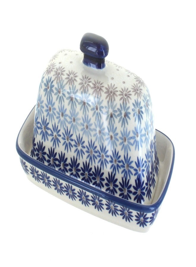 Blue Rose Pottery طبق زبدة بلو هارموني من الخزف البولندي بلو روز - يتسع لقطعة زبدة واحدة - طبق زبدة لتنظيم وتخزين الزبدة على سطح الطاولة - Image 1