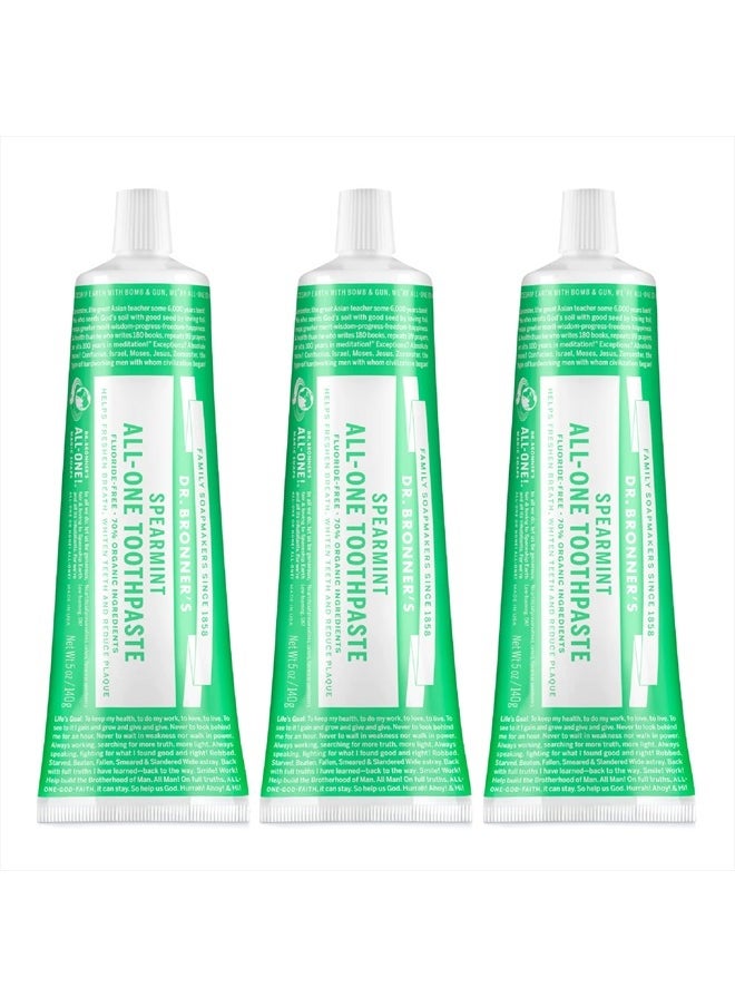 Dr. Bronner's - All-One Toothpaste (Spearmint, 5 Ounce,3-Pack) - Image 1