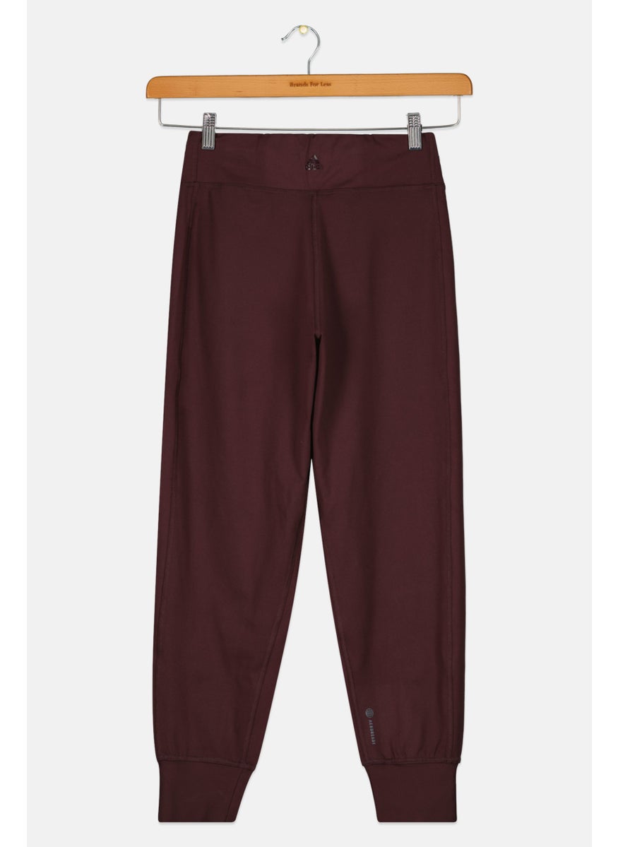 Adidas Kids Girl Regular Fit Outdoor Leggings, Dark Maroon  - Image 2