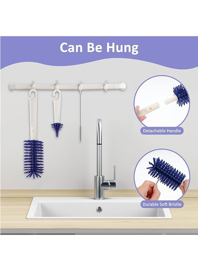 JCB CHIC 6 in 1 Bottle Cleaning Brush Set, Travel Baby Bottle Brush Cleaner Set with Silicone Bottle Brush Nipple Cleaner Brush Straw Brush Soap Dispenser Storage Box Bottle Drying Rack - Image 3